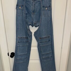 Denim Chaps w/ Rhinestone Details